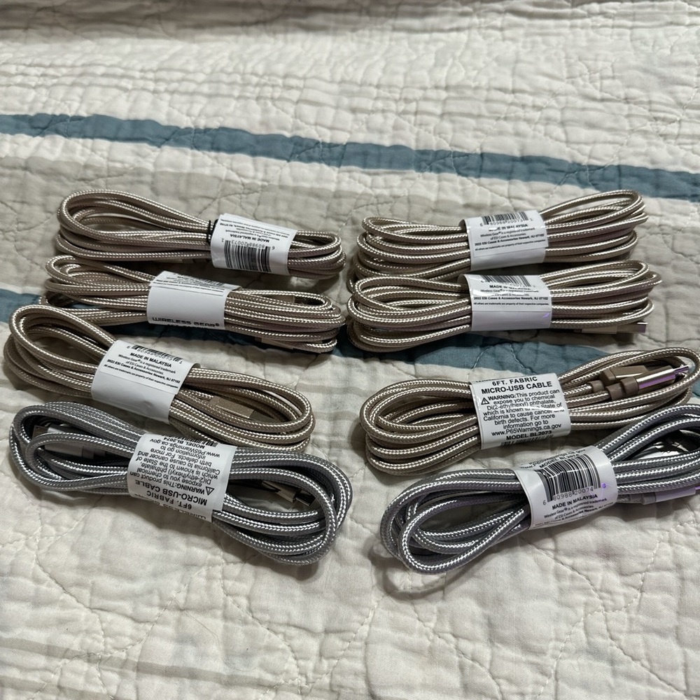 $25 for 8 chargers rather than $64. Braided USB Charging Cables - Silver and Tan